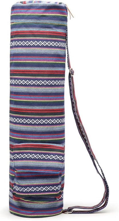Yoga Mat Bag for Women & Men, Full-Zip Canvas Pilates Bag with Pockets