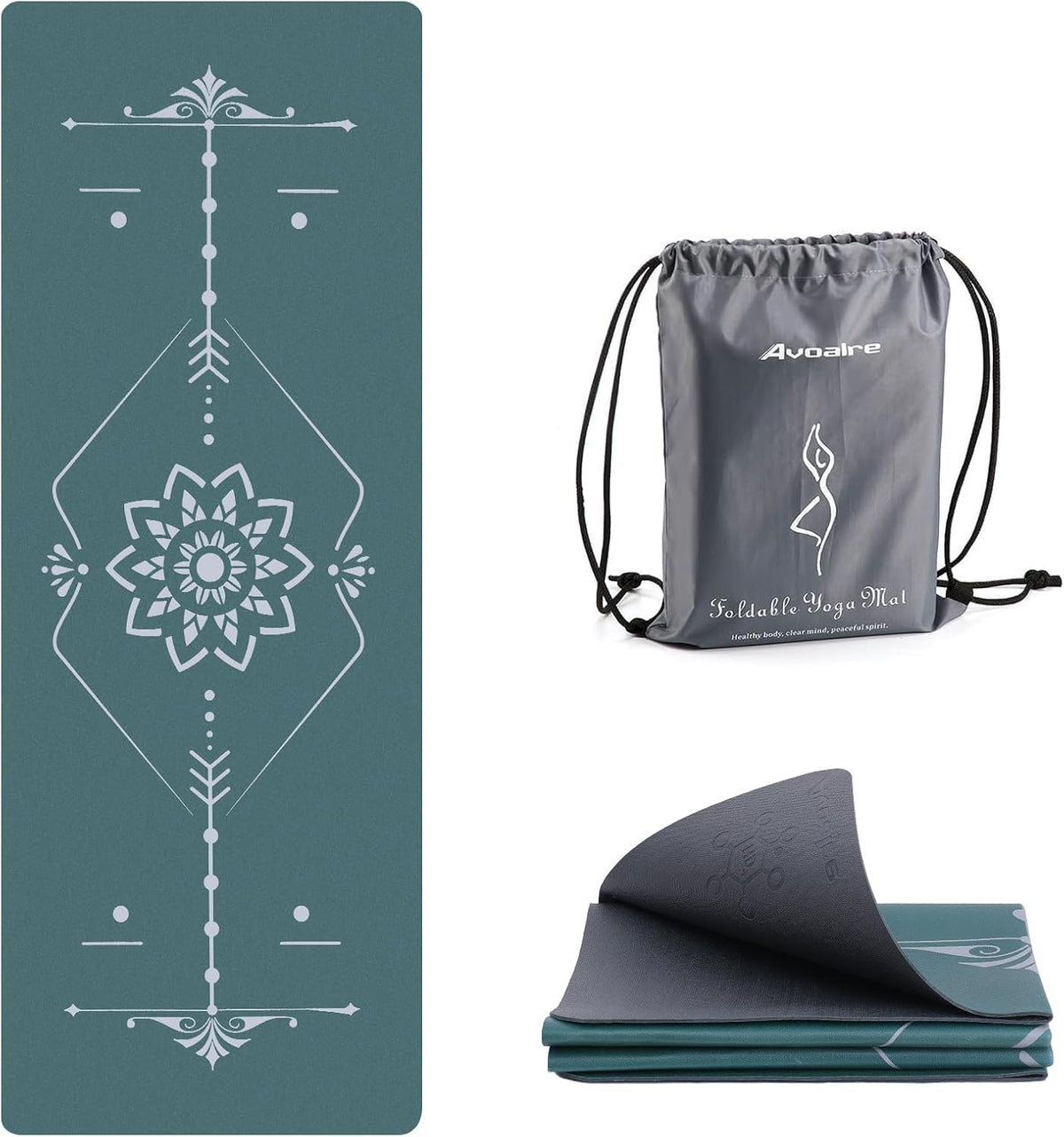 Yoga Mat Foldable - Textured Non Slip Exercise Mat -Travel Lightweight Hot Yoga Mat with Carry Bag for Pilates & Home Workouts (72"L x 24"W x 3mm Thick)