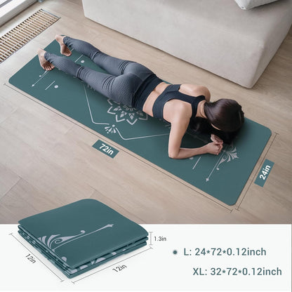 Yoga Mat Foldable - Textured Non Slip Exercise Mat -Travel Lightweight Hot Yoga Mat with Carry Bag for Pilates & Home Workouts (72"L x 24"W x 3mm Thick)