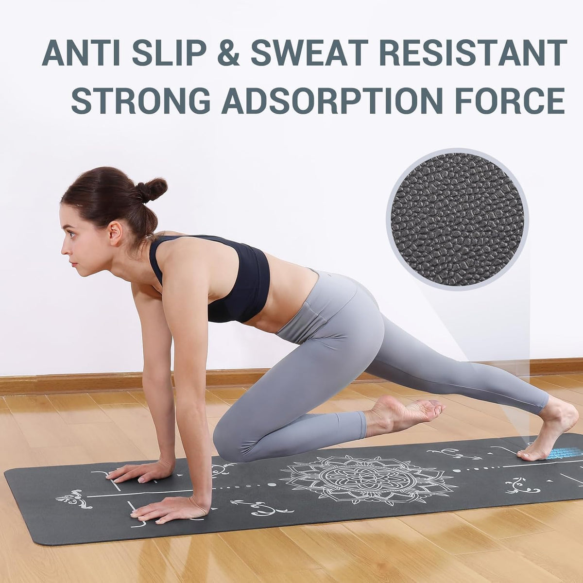 Yoga Mat Foldable - Textured Non Slip Exercise Mat -Travel Lightweight Hot Yoga Mat with Carry Bag for Pilates & Home Workouts (72"L x 24"W x 3mm Thick)