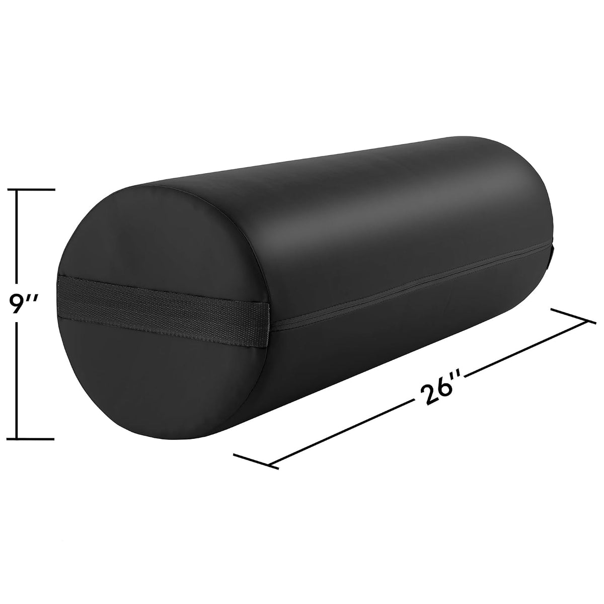Jumbo Round Massage Table Bolster Pillow Pad - 26 x 9 Inch - Black
