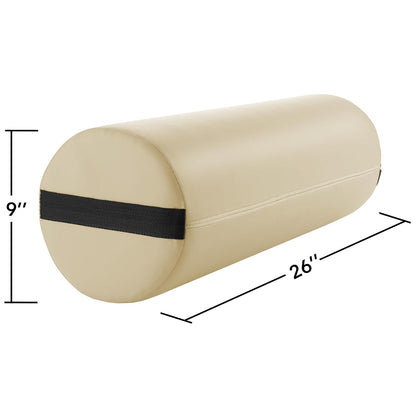 Jumbo Round Massage Table Bolster Pillow Pad - 26 x 9 Inch - Black