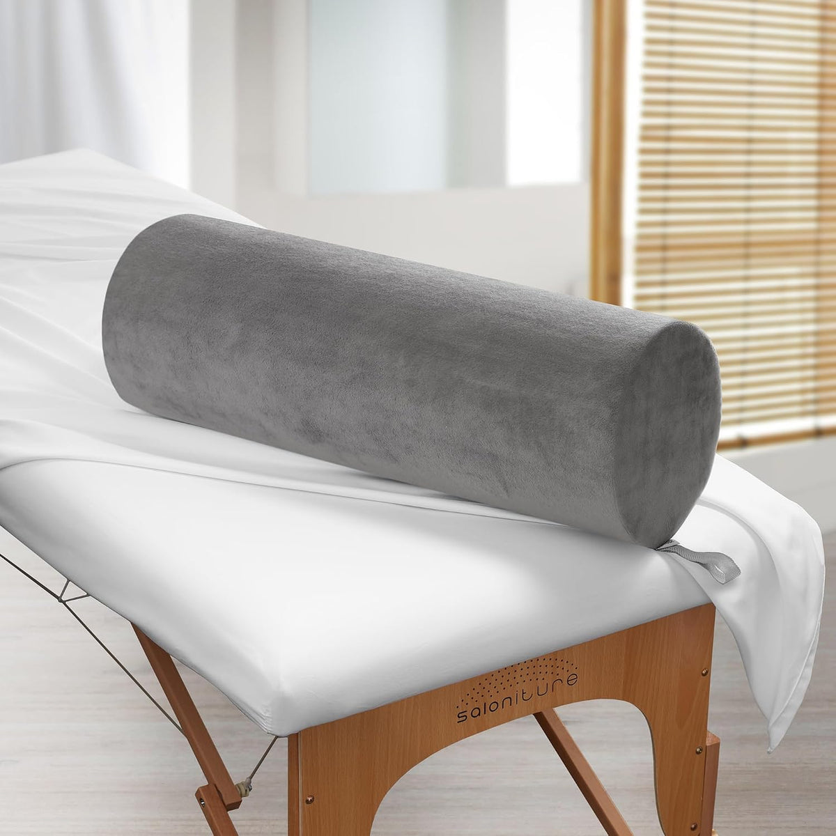 Jumbo Round Massage Table Bolster Pillow Pad - 26 x 9 Inch - Black