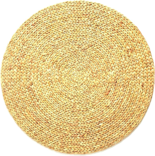 Water Hyacinth Meditation Mat | Non-Slip Exercise & Fitness Mat for Meditation | Natural Rug, Straw Floor Mat for Living Room, Bedroom and More