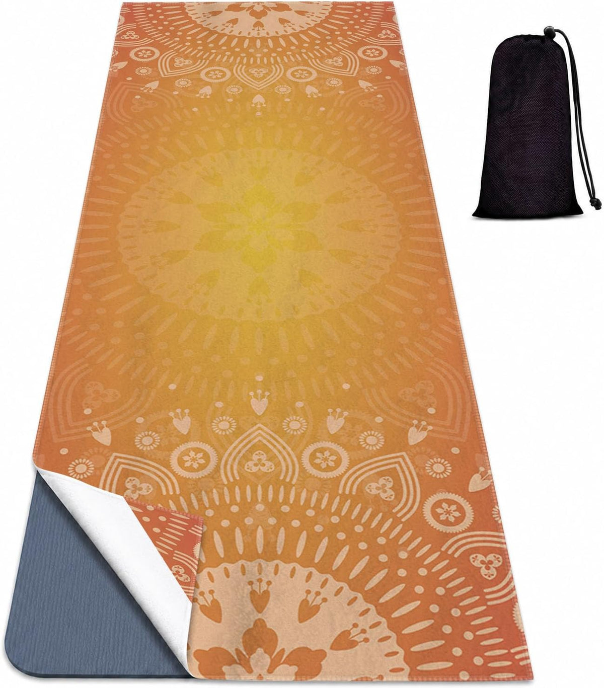 Yoga Mat Towel, Hot Yoga Non Slip with 4 Corner Pockets, 70 x 26 in