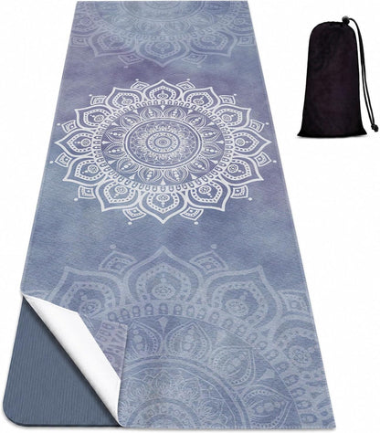 Yoga Mat Towel, Hot Yoga Non Slip with 4 Corner Pockets, 70 x 26 in