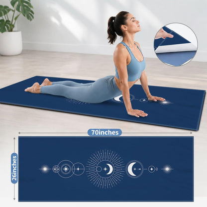 Yoga Mat Towel, Hot Yoga Non Slip with 4 Corner Pockets, 70 x 26 in