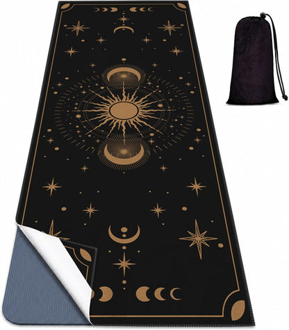Yoga Mat Towel, Hot Yoga Non Slip with 4 Corner Pockets, 70 x 26 in
