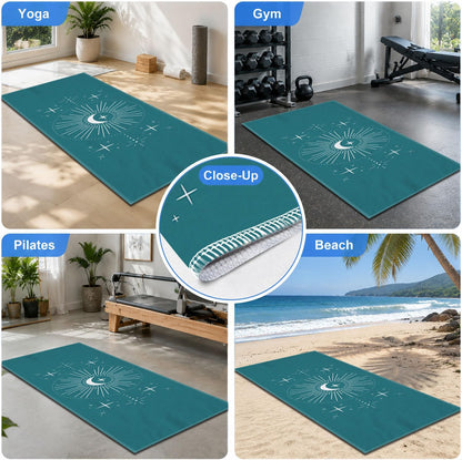 Yoga Mat Towel, Hot Yoga Non Slip with 4 Corner Pockets, 70 x 26 in