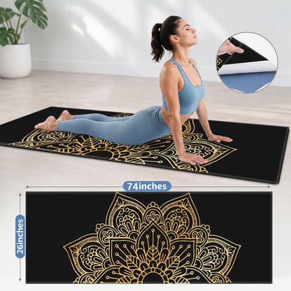 Yoga Mat Towel, Hot Yoga Non Slip with 4 Corner Pockets, 70 x 26 in