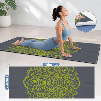 Yoga Mat Towel, Hot Yoga Non Slip with 4 Corner Pockets, 70 x 26 in
