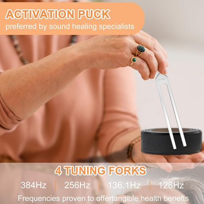 Tuning Forks for Healing Set – Includes 128Hz, 136Hz, 256Hz, 384Hz & Activator, Portable in Red Leather Pouch – Medical Grade Sound Healing Instruments for Chakra, Yoga, and Meditation