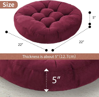 Yellow Set of 2 Round Meditation Floor Pillow Cushions for Adults