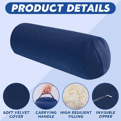Round Yoga Pillow, Cylindrical Yoga Bolster Pillow with Washable Cover, Meditation Cushion Body Cushion for Practice, Restorative, Meditation