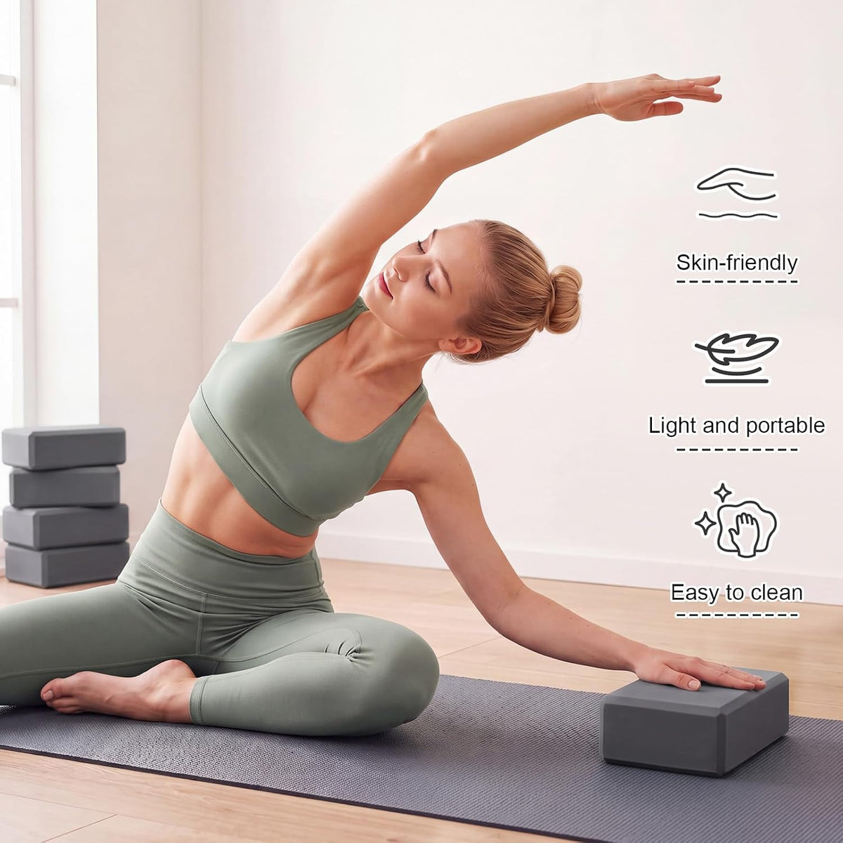 20 Pcs Foam EVA Yoga Blocks Lightweight Non-slip Supportive Foam Blocks Yoga Prop Accessories for Pilates, Stretching and Meditation, Men and Women Yogi