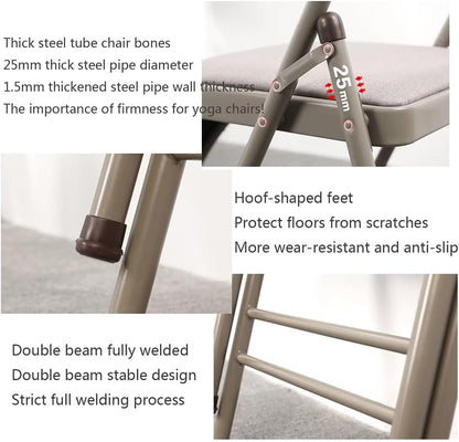Yoga Auxiliary Chair Iyengar Foldable Backless Yoga Chair Portable Folding Yoga Chair with Non-Slip Feet Covers for Flexibility and Strength Training,Beige