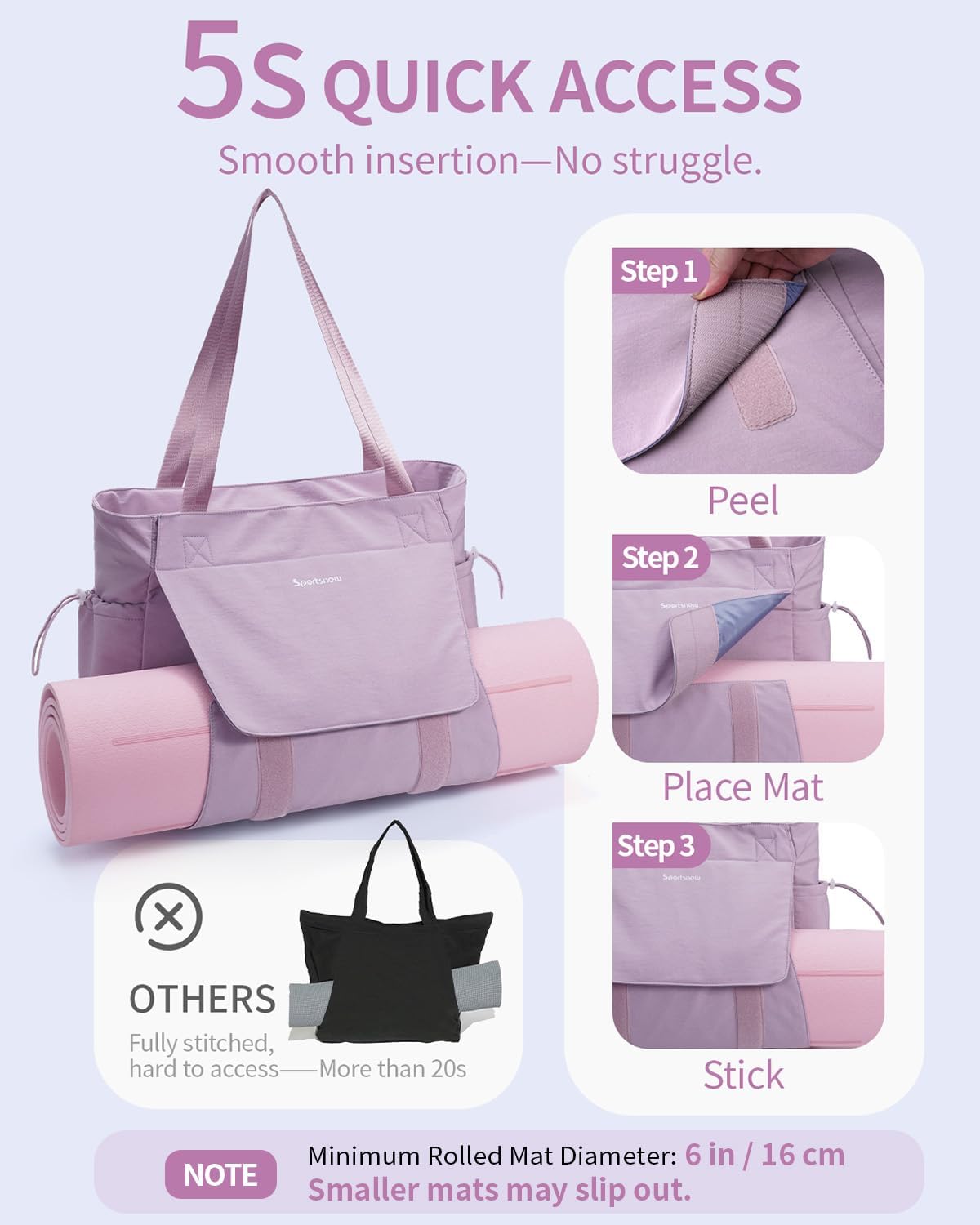 Yoga Mat Bag Waterproof Tote Gym Bag Mat Carrier W/Wet Pocket