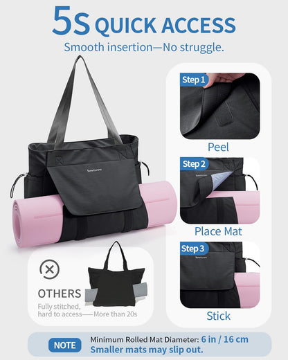 Yoga Mat Bag Waterproof Tote Gym Bag Mat Carrier W/Wet Pocket