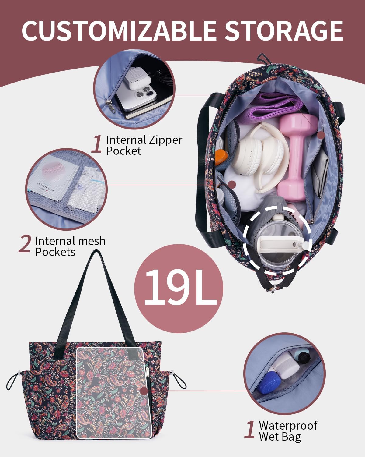 Yoga Mat Bag Waterproof Tote Gym Bag Mat Carrier W/Wet Pocket
