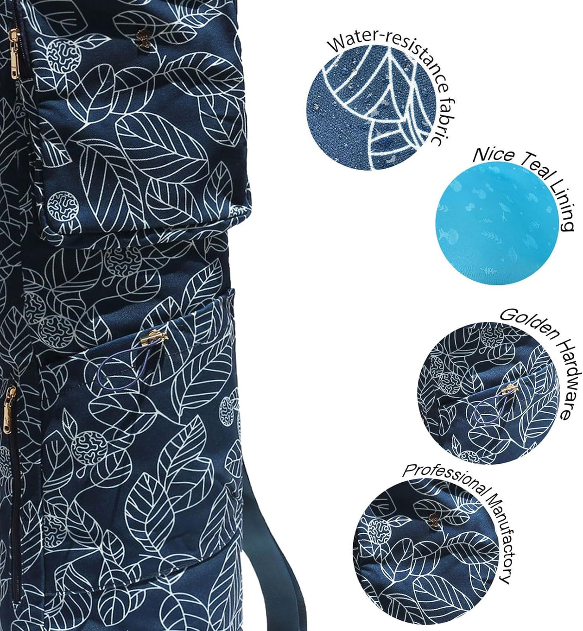 Yoga Mat Bag with Multi Pockets Drawstring Yoga Mat Carrier Pilates Exercise Multi-Functional Storage Bag