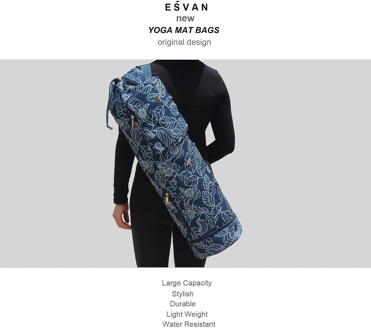 Yoga Mat Bag with Multi Pockets Drawstring Yoga Mat Carrier Pilates Exercise Multi-Functional Storage Bag