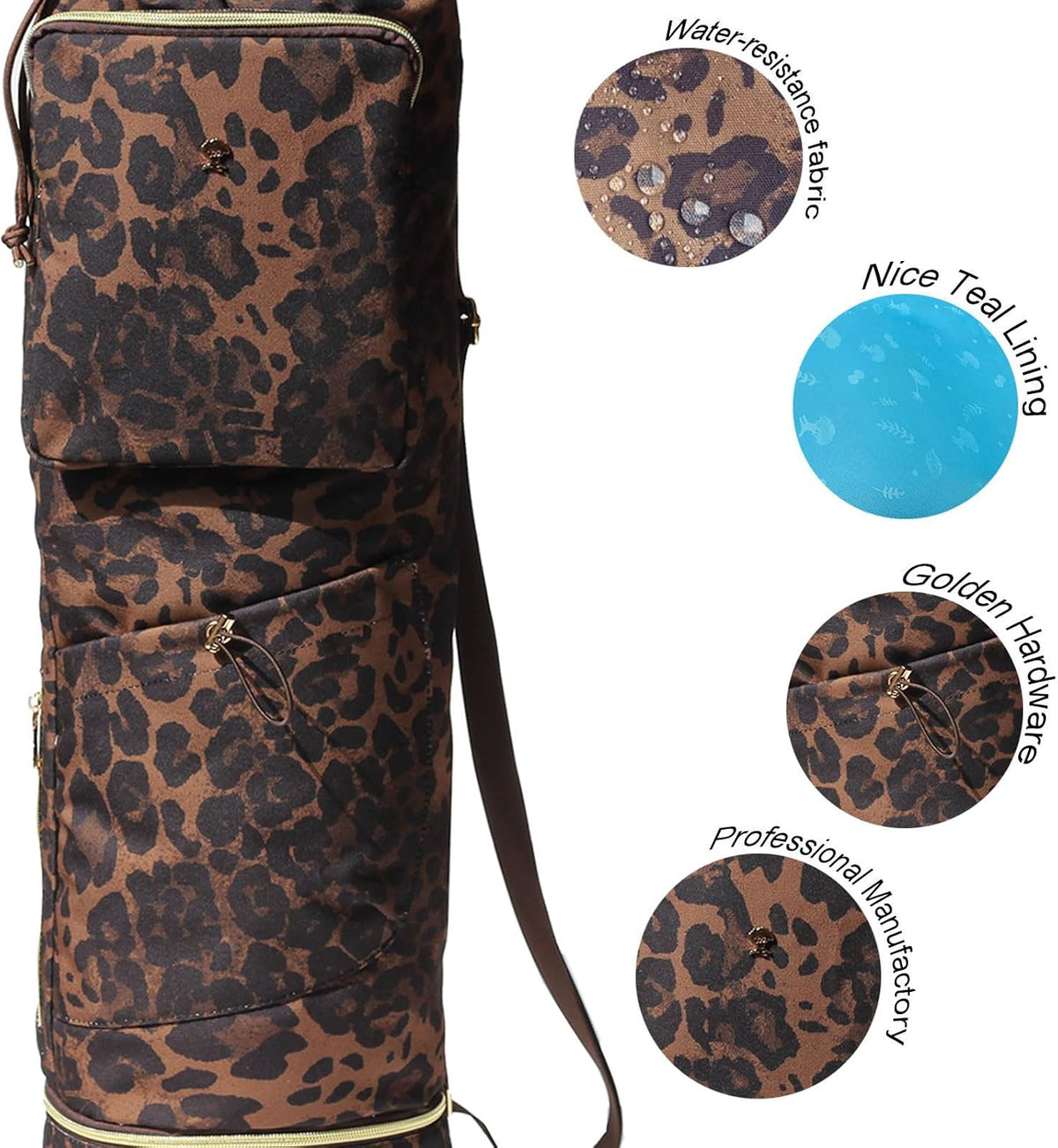 Yoga Mat Bag with Multi Pockets Drawstring Yoga Mat Carrier Pilates Exercise Multi-Functional Storage Bag