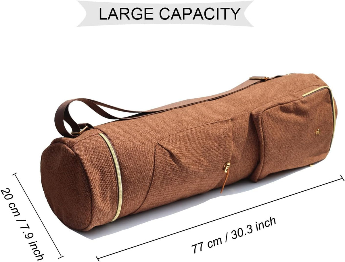 Yoga Mat Bag with Multi Pockets Drawstring Yoga Mat Carrier Pilates Exercise Multi-Functional Storage Bag