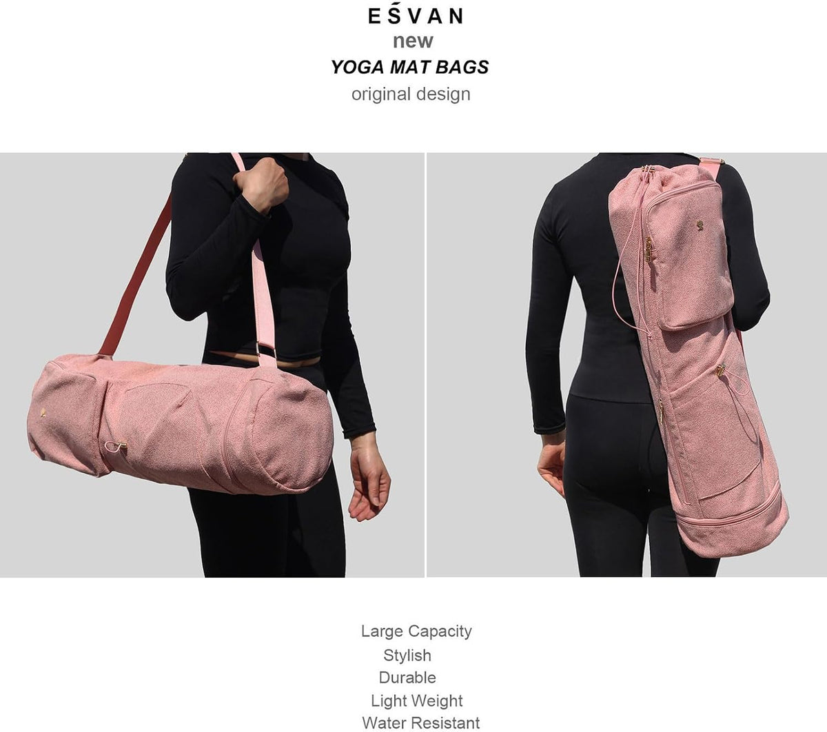 Yoga Mat Bag with Multi Pockets Drawstring Yoga Mat Carrier Pilates Exercise Multi-Functional Storage Bag