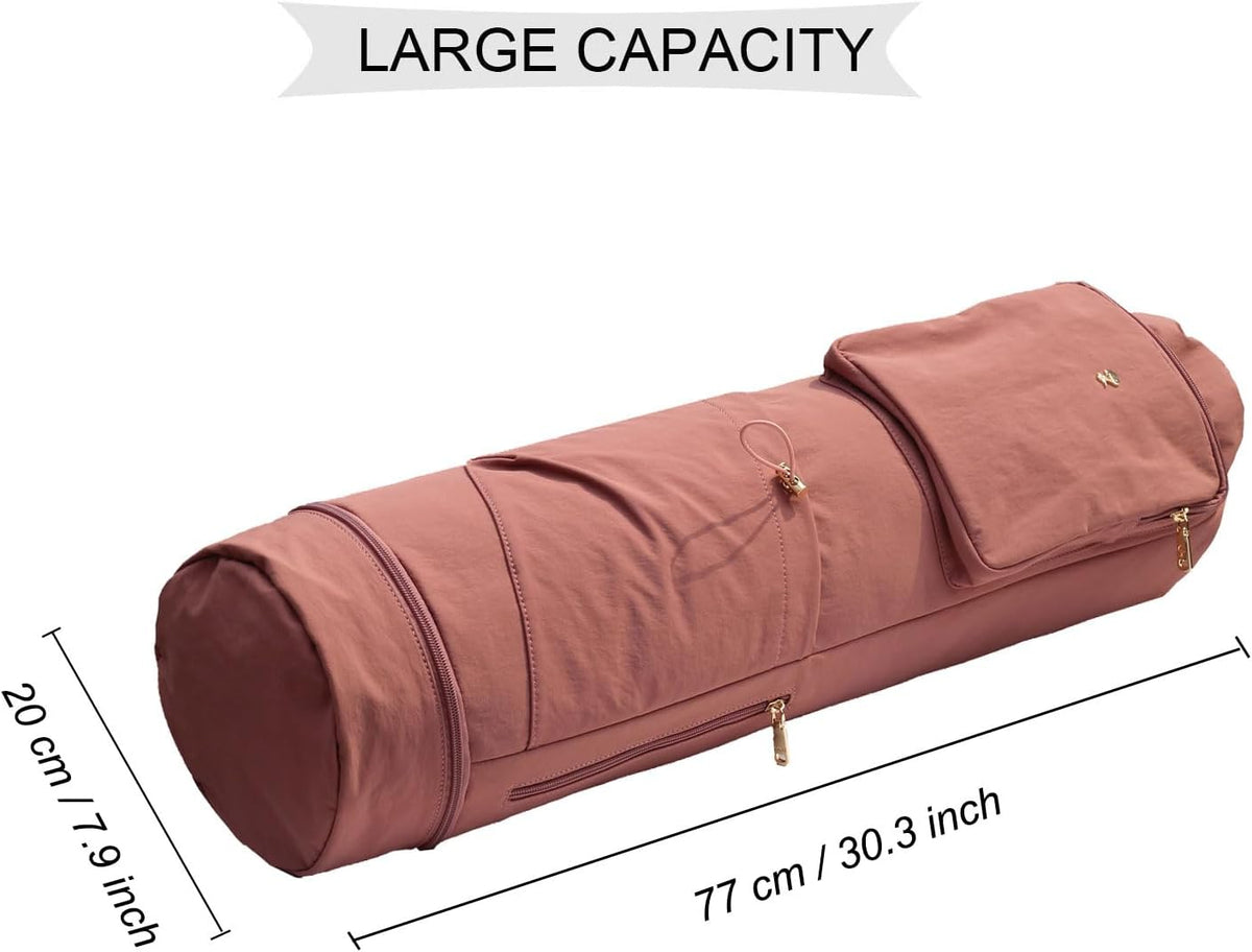 Yoga Mat Bag with Multi Pockets Drawstring Yoga Mat Carrier Pilates Exercise Multi-Functional Storage Bag