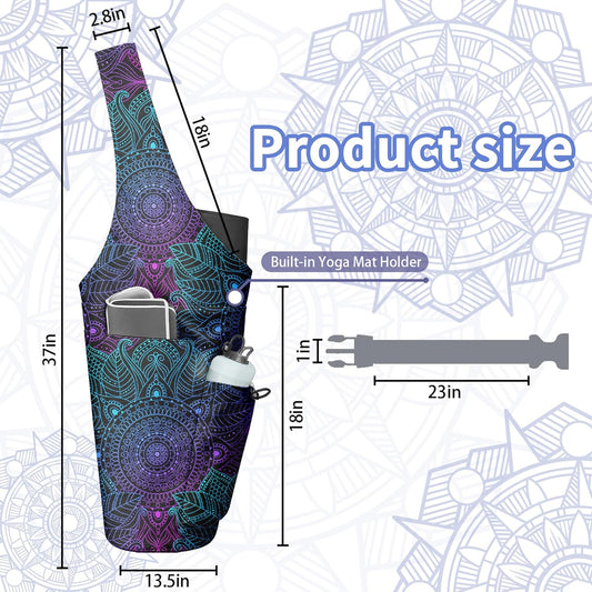 Yoga Bag for Women, Large Yoga Mat Bag Tote Carrier with Wet Dry Pocket