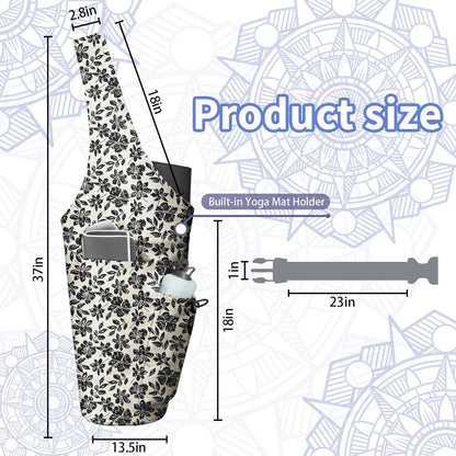 Yoga Bag for Women, Large Yoga Mat Bag Tote Carrier with Wet Dry Pocket