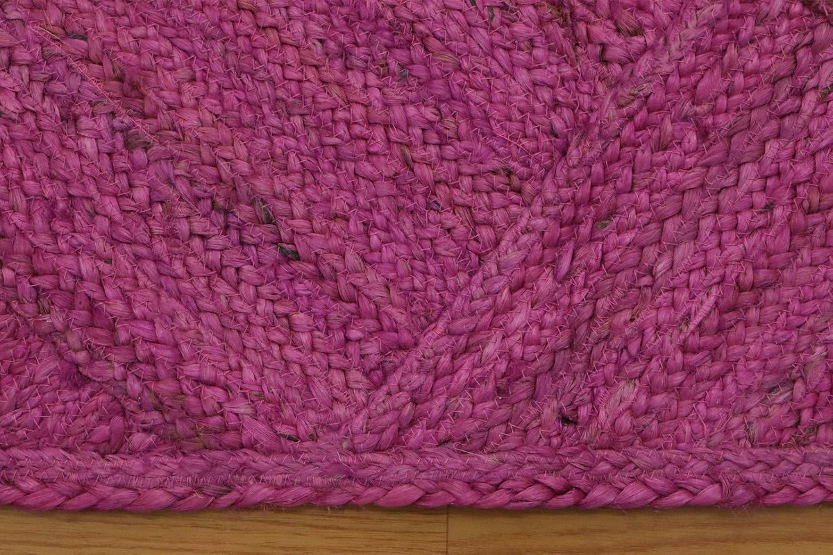 Hand Braided Jute 4 Ft Square Kilim Rug Flatweave Pink Geometric Pattern Jute Sisal Rug, Thick 0.27 Inch Indoor Outdoor Carpet for Kitchen, Bedside, Yoga Mat - Colors B