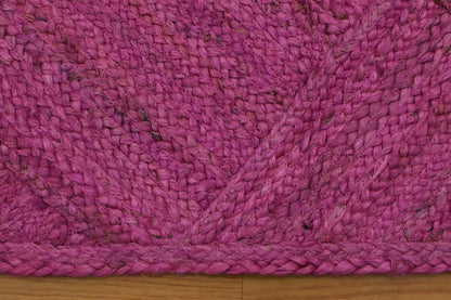Hand Braided Jute 4 Ft Square Kilim Rug Flatweave Pink Geometric Pattern Jute Sisal Rug, Thick 0.27 Inch Indoor Outdoor Carpet for Kitchen, Bedside, Yoga Mat - Colors B