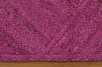 Hand Braided Jute 4 Ft Square Kilim Rug Flatweave Pink Geometric Pattern Jute Sisal Rug, Thick 0.27 Inch Indoor Outdoor Carpet for Kitchen, Bedside, Yoga Mat - Colors B