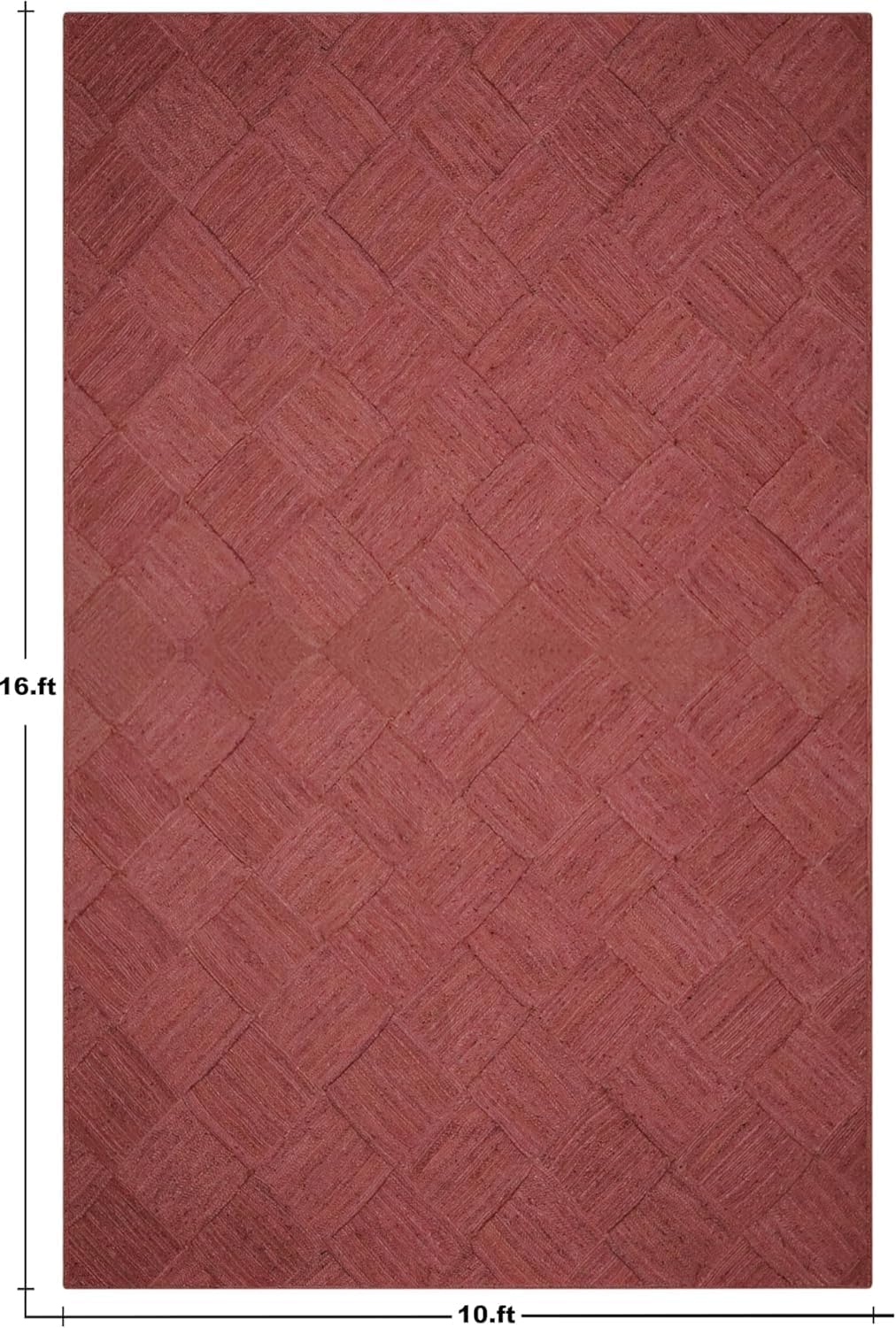 Hand Braided Jute 4 Ft Square Kilim Rug Flatweave Pink Geometric Pattern Jute Sisal Rug, Thick 0.27 Inch Indoor Outdoor Carpet for Kitchen, Bedside, Yoga Mat - Colors B