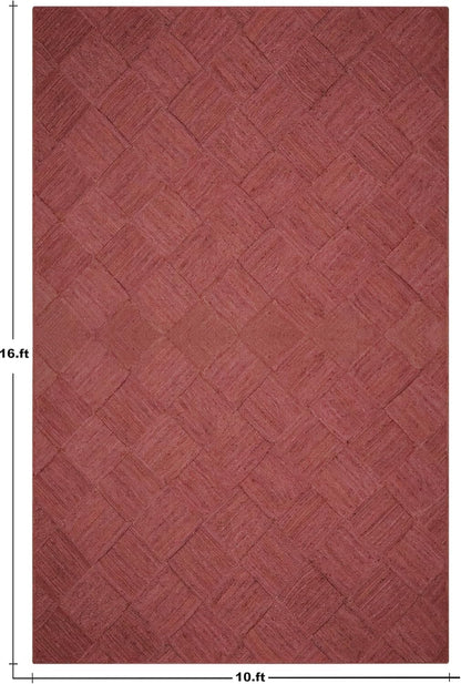 Hand Braided Jute 4 Ft Square Kilim Rug Flatweave Pink Geometric Pattern Jute Sisal Rug, Thick 0.27 Inch Indoor Outdoor Carpet for Kitchen, Bedside, Yoga Mat - Colors B