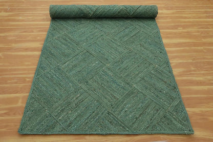 Hand Braided Jute 4 Ft Square Kilim Rug Flatweave Pink Geometric Pattern Jute Sisal Rug, Thick 0.27 Inch Indoor Outdoor Carpet for Kitchen, Bedside, Yoga Mat - Colors B
