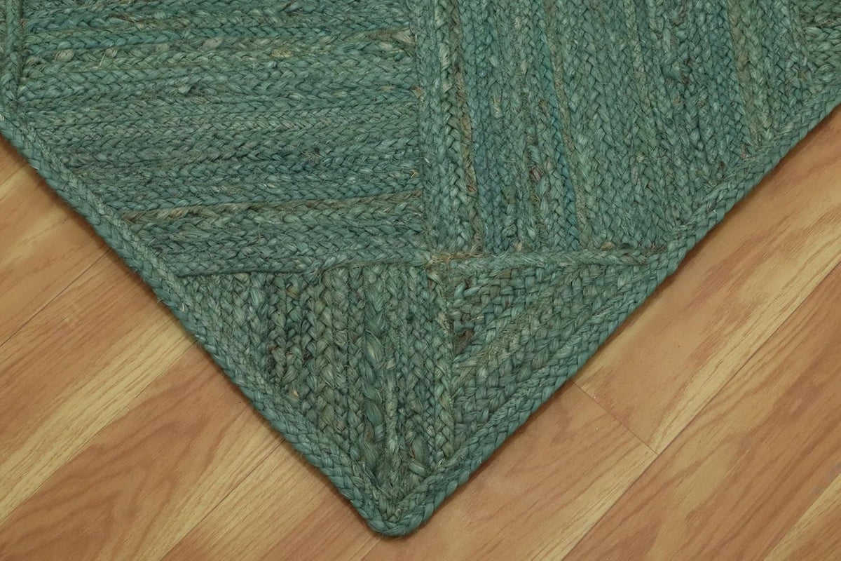 Hand Braided Jute 4 Ft Square Kilim Rug Flatweave Pink Geometric Pattern Jute Sisal Rug, Thick 0.27 Inch Indoor Outdoor Carpet for Kitchen, Bedside, Yoga Mat - Colors B