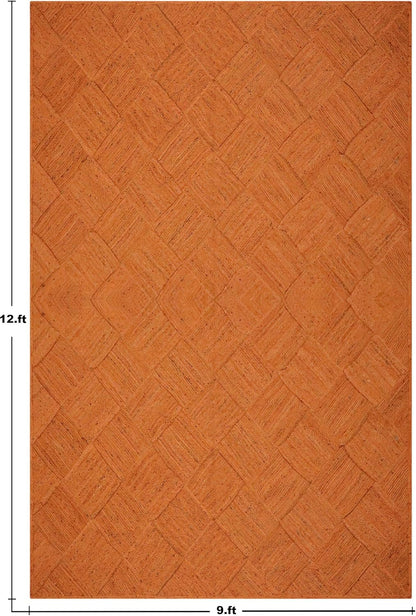 Hand Braided Jute 4 Ft Square Kilim Rug Flatweave Pink Geometric Pattern Jute Sisal Rug, Thick 0.27 Inch Indoor Outdoor Carpet for Kitchen, Bedside, Yoga Mat - Colors B