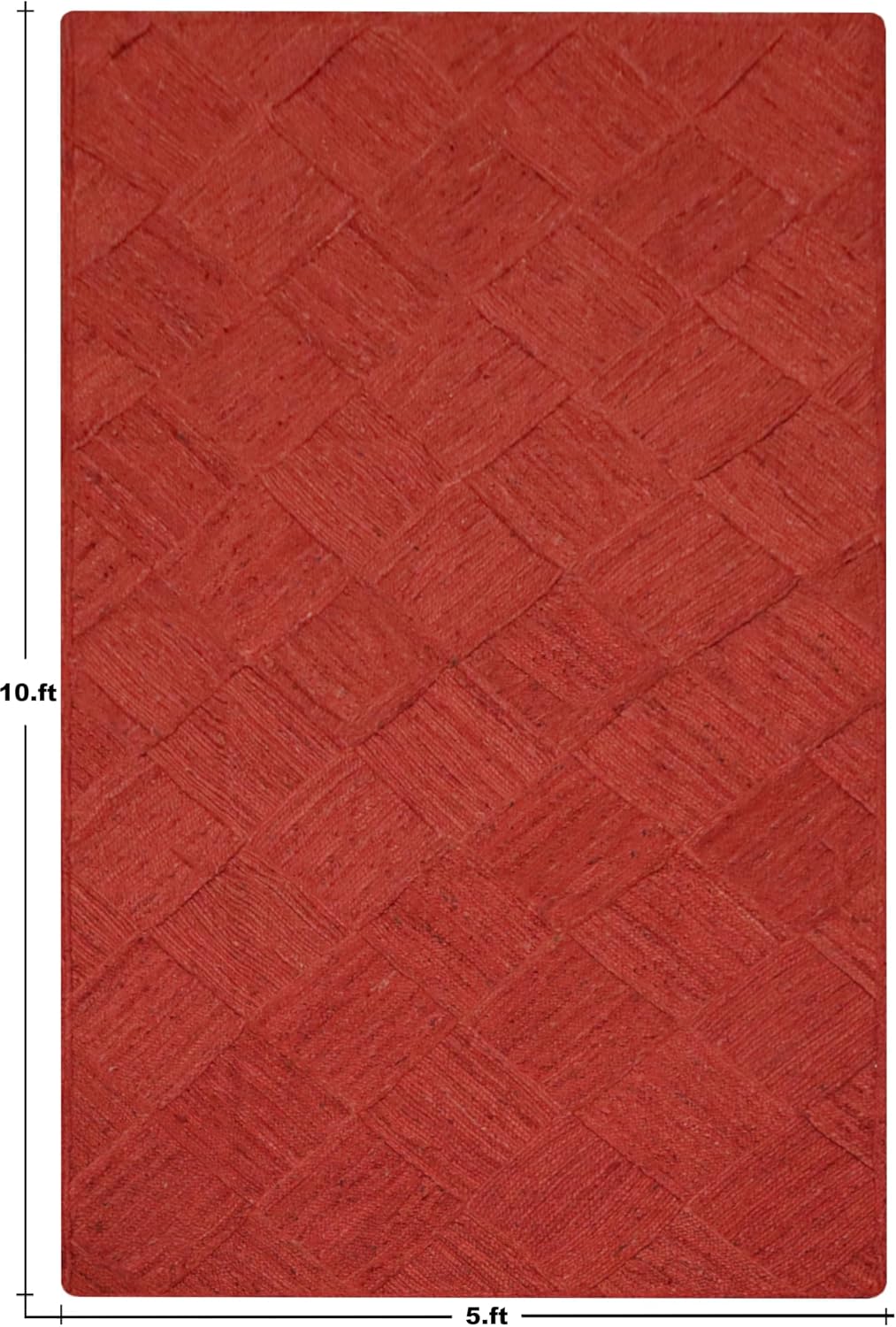 Hand Braided Jute 4 Ft Square Kilim Rug Flatweave Pink Geometric Pattern Jute Sisal Rug, Thick 0.27 Inch Indoor Outdoor Carpet for Kitchen, Bedside, Yoga Mat - Colors B