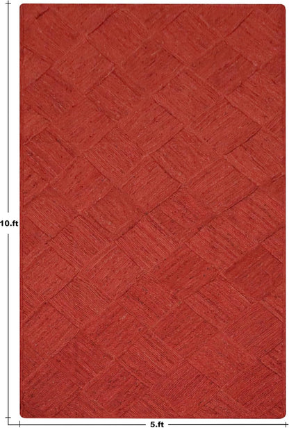 Hand Braided Jute 4 Ft Square Kilim Rug Flatweave Pink Geometric Pattern Jute Sisal Rug, Thick 0.27 Inch Indoor Outdoor Carpet for Kitchen, Bedside, Yoga Mat - Colors B
