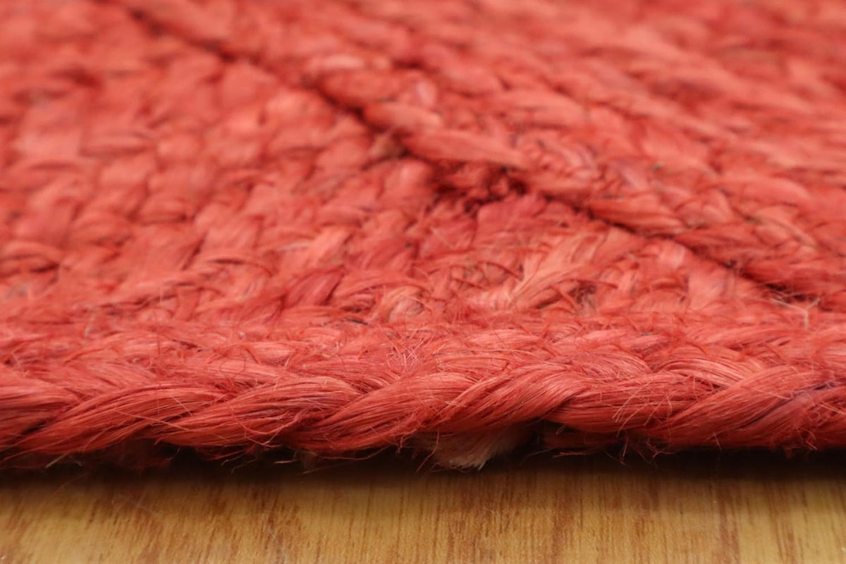 Hand Braided Jute 4 Ft Square Kilim Rug Flatweave Pink Geometric Pattern Jute Sisal Rug, Thick 0.27 Inch Indoor Outdoor Carpet for Kitchen, Bedside, Yoga Mat - Colors B