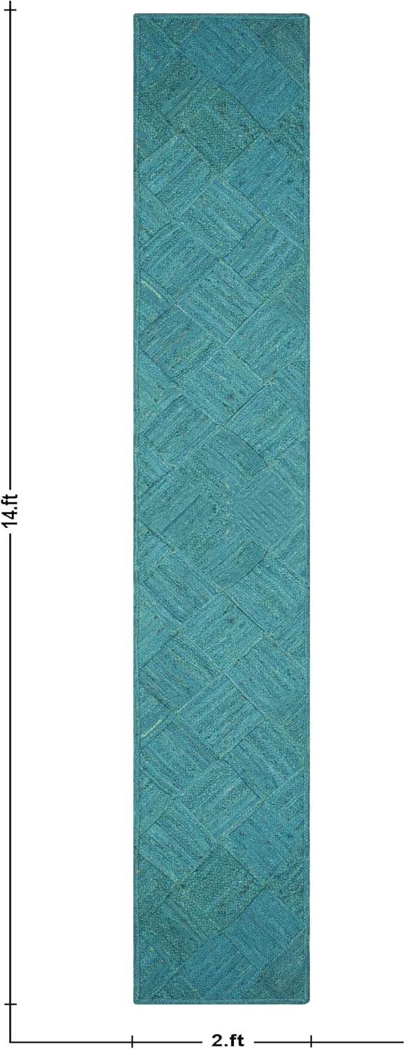 Hand Braided Jute 4 Ft Square Kilim Rug Flatweave Pink Geometric Pattern Jute Sisal Rug, Thick 0.27 Inch Indoor Outdoor Carpet for Kitchen, Bedside, Yoga Mat - Colors B