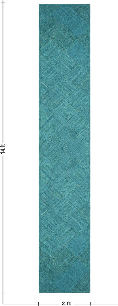 Hand Braided Jute 4 Ft Square Kilim Rug Flatweave Pink Geometric Pattern Jute Sisal Rug, Thick 0.27 Inch Indoor Outdoor Carpet for Kitchen, Bedside, Yoga Mat - Colors B