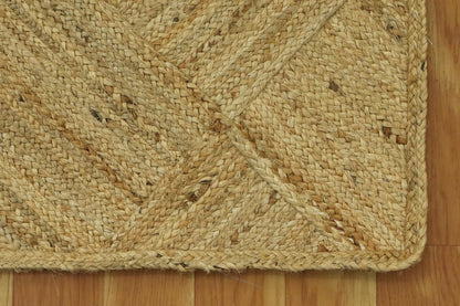 Hand Braided Jute 4 Ft Square Kilim Rug Flatweave Pink Geometric Pattern Jute Sisal Rug, Thick 0.27 Inch Indoor Outdoor Carpet for Kitchen, Bedside, Yoga Mat - Colors B