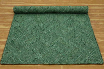 Hand Braided Jute 4 Ft Square Kilim Rug Flatweave Pink Geometric Pattern Jute Sisal Rug, Thick 0.27 Inch Indoor Outdoor Carpet for Kitchen, Bedside, Yoga Mat - Colors B