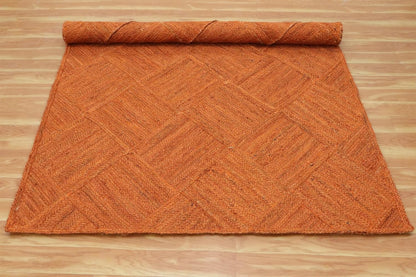 Hand Braided Jute 4 Ft Square Kilim Rug Flatweave Pink Geometric Pattern Jute Sisal Rug, Thick 0.27 Inch Indoor Outdoor Carpet for Kitchen, Bedside, Yoga Mat - Colors B