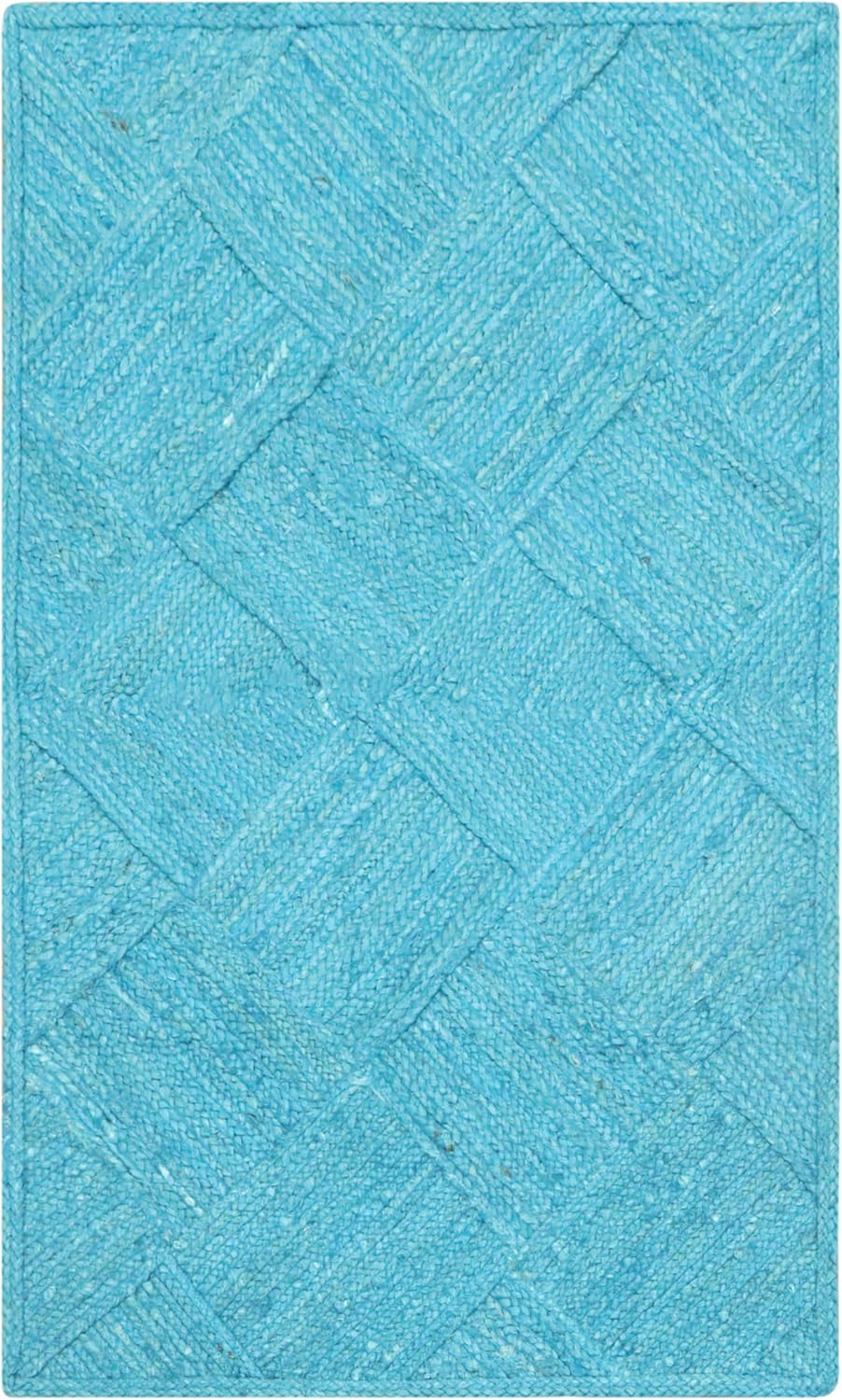Hand Braided Jute 4 Ft Square Kilim Rug Flatweave Pink Geometric Pattern Jute Sisal Rug, Thick 0.27 Inch Indoor Outdoor Carpet for Kitchen, Bedside, Yoga Mat - Colors B