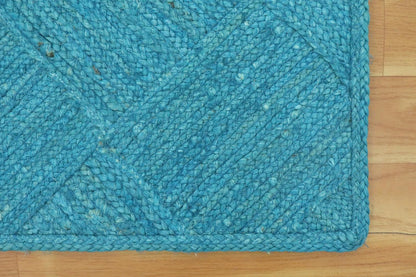 Hand Braided Jute 4 Ft Square Kilim Rug Flatweave Pink Geometric Pattern Jute Sisal Rug, Thick 0.27 Inch Indoor Outdoor Carpet for Kitchen, Bedside, Yoga Mat - Colors B