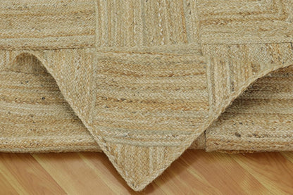 Hand Braided Jute 4 Ft Square Kilim Rug Flatweave Pink Geometric Pattern Jute Sisal Rug, Thick 0.27 Inch Indoor Outdoor Carpet for Kitchen, Bedside, Yoga Mat - Colors B
